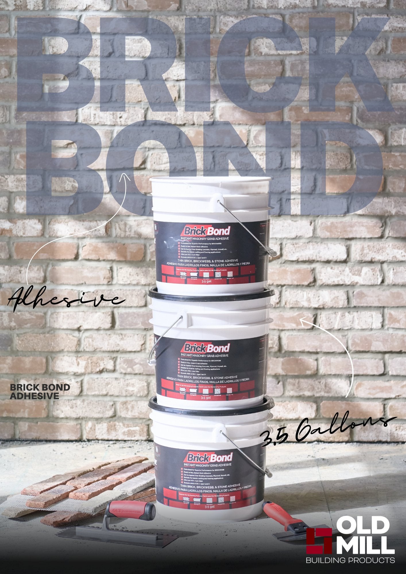 Brick Bond 3.5-Gallon Adhesive – Ready-to-Use for Brick, Stone & Tile