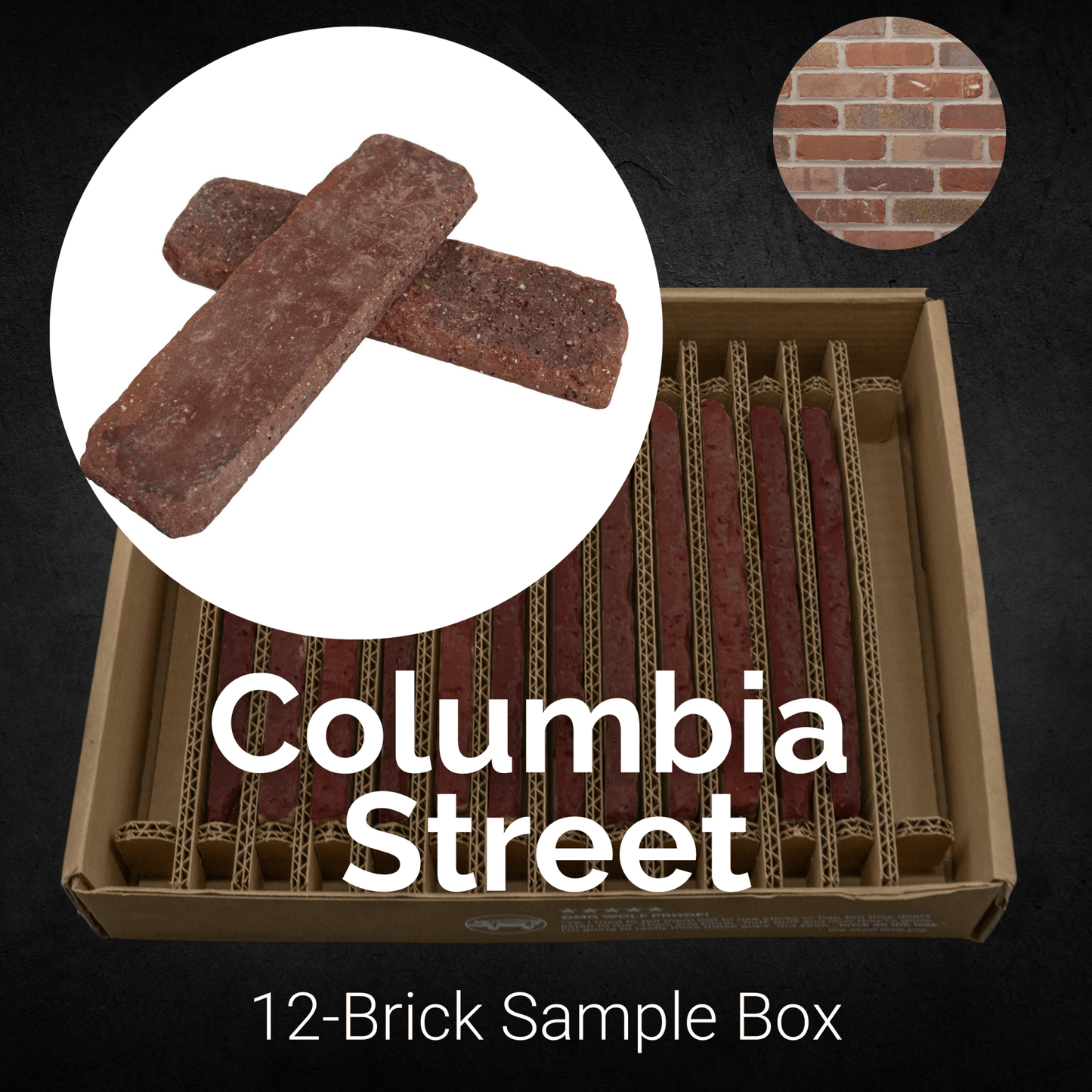 Columbia Street Thin Brick Sample Box – 12 Real Clay Bricks -
