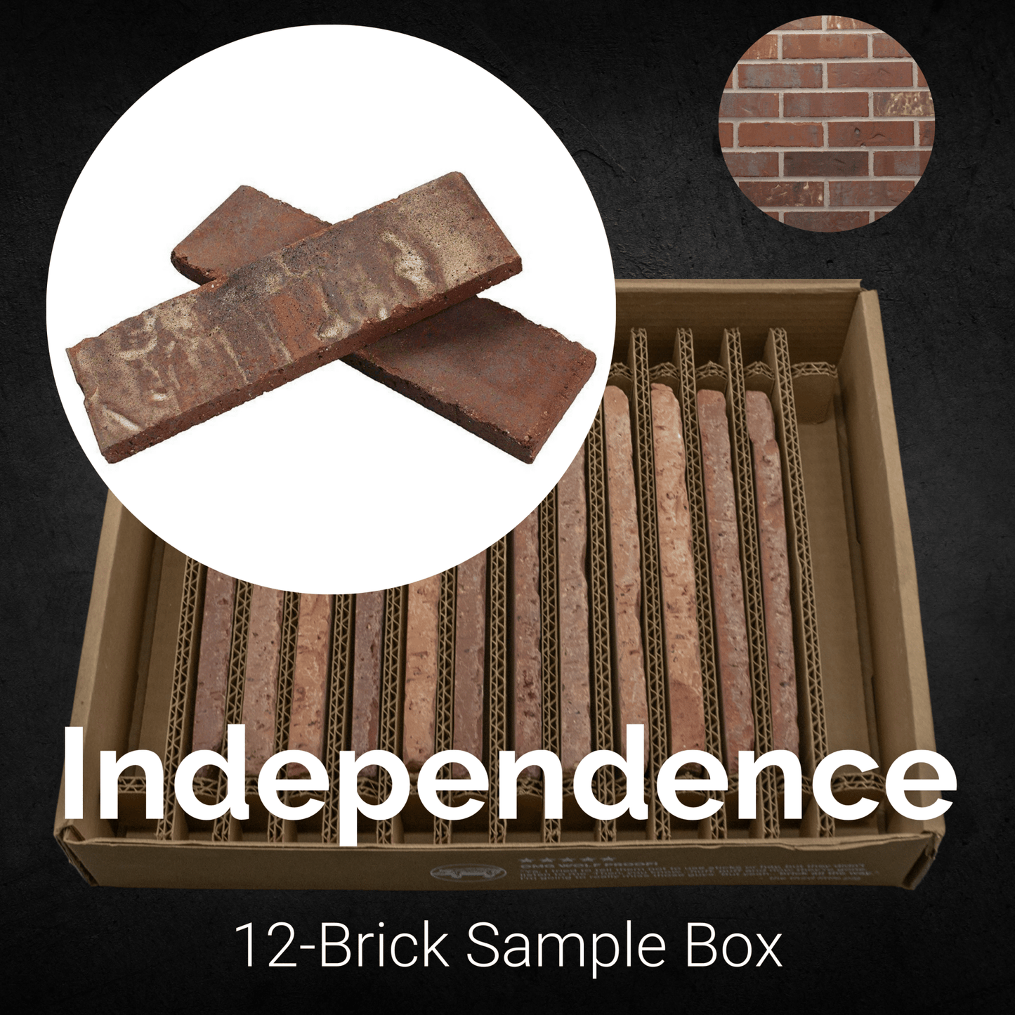 Independence Thin Brick Sample Box – 12 Real Clay Bricks -