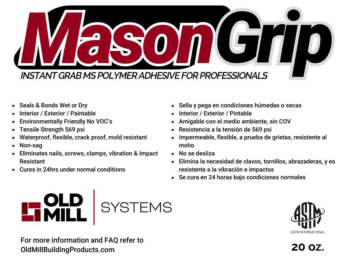 MasonGrip MS Polymer Adhesive: 20 oz. Sausage Tube -