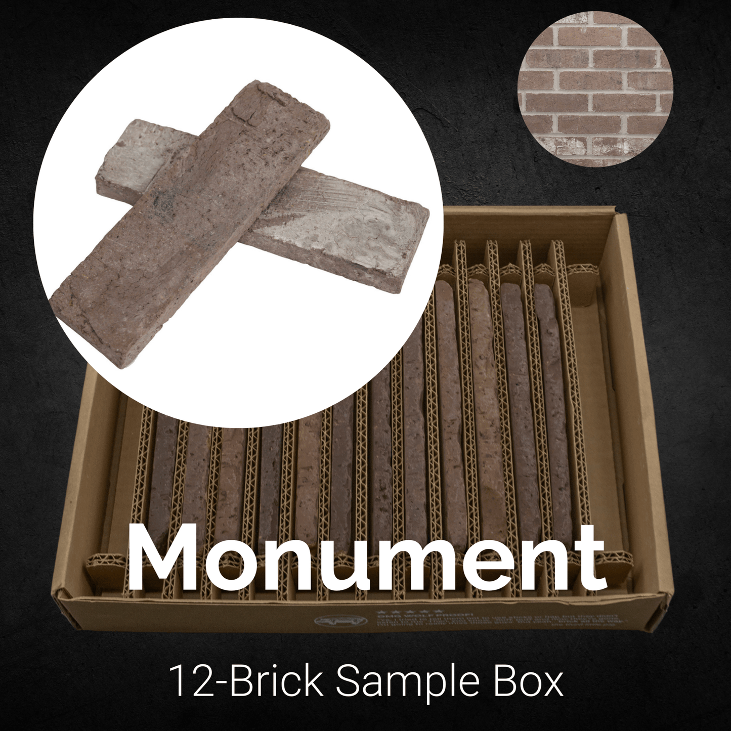 Monument Thin Brick Sample Box – 12 Real Clay Bricks -