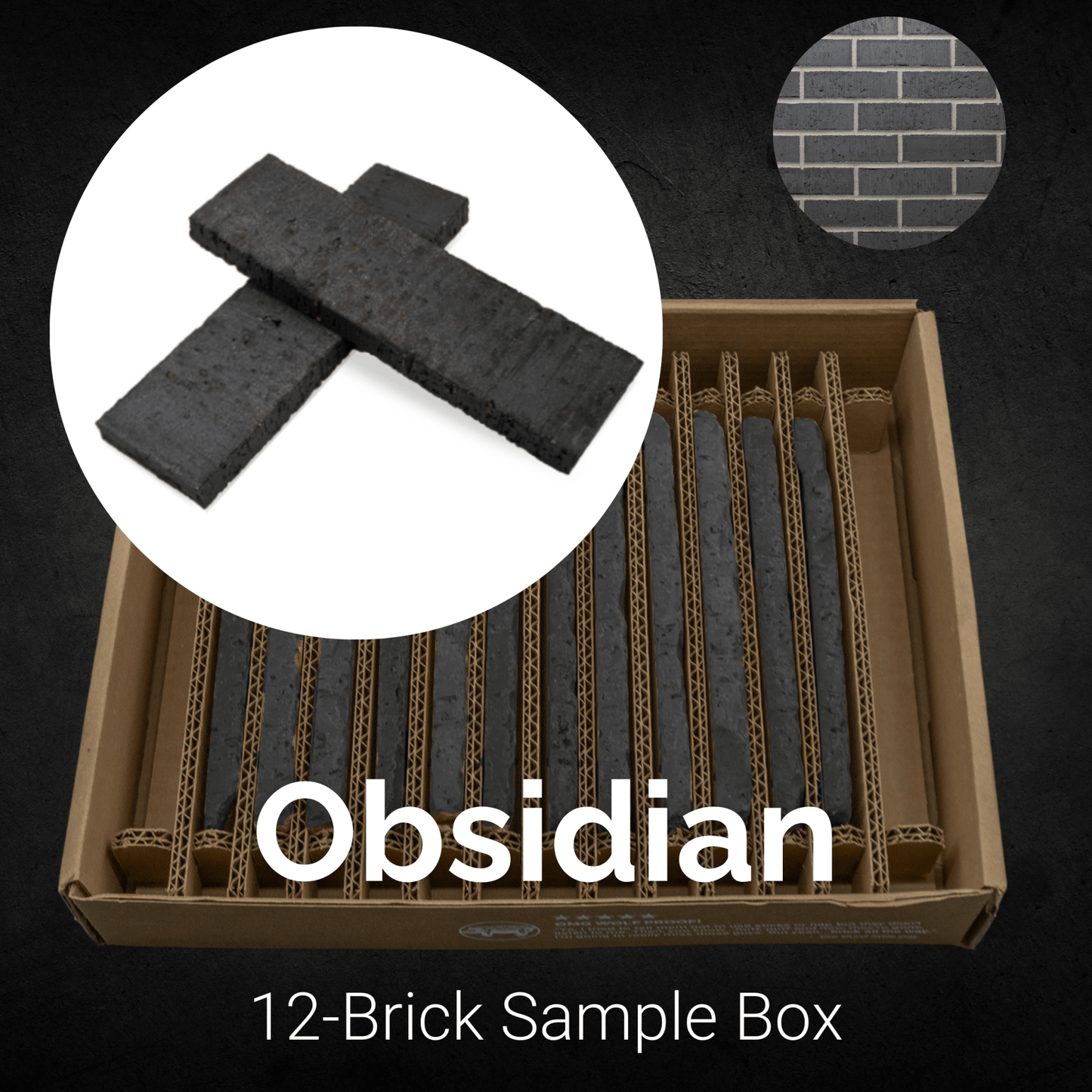 Obsidian Thin Brick Sample Box – 12 Real Clay Bricks -