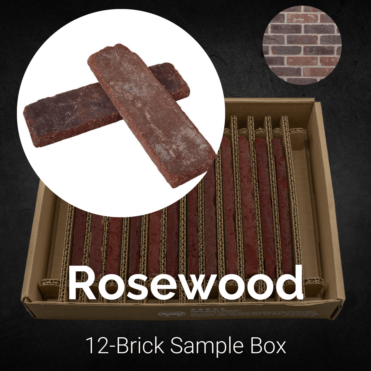 Rosewood Thin Brick Sample Box – 12 Real Clay Bricks -