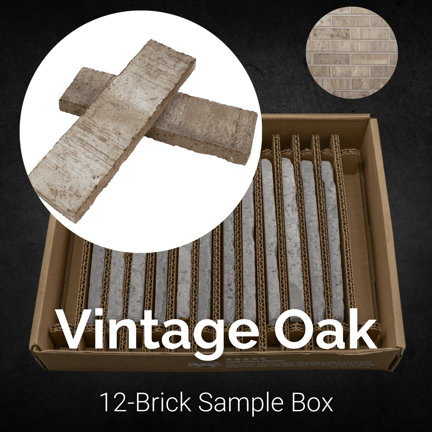 Vintage Oak Thin Brick Sample Box – 12 Real Clay Bricks -