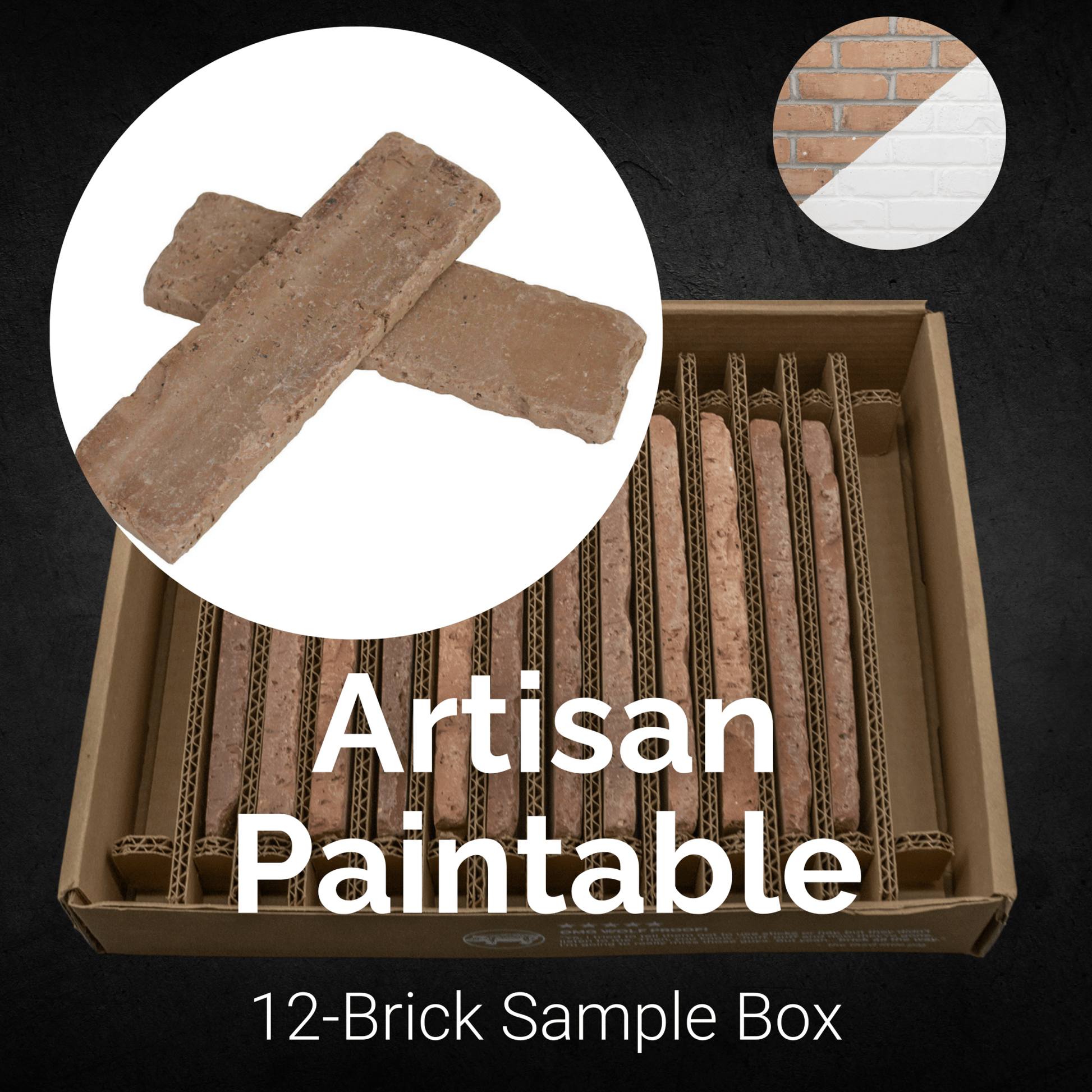 Artisan Paintable Thin Brick Sample Box – 12 Real Clay Bricks - 