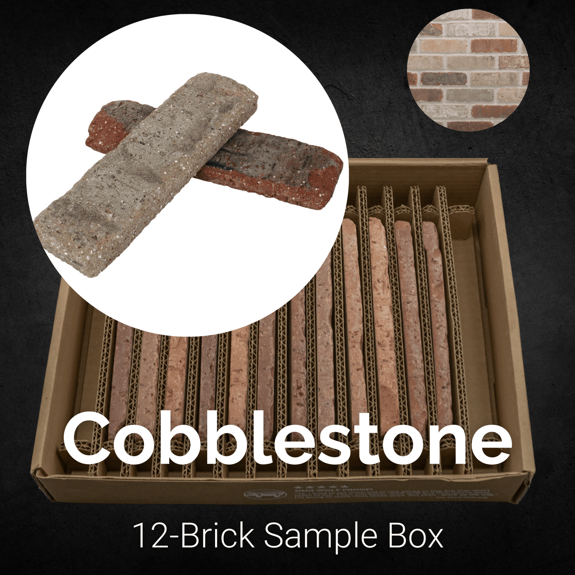 Cobblestone Thin Brick Sample Box – 12 Real Clay Bricks - 